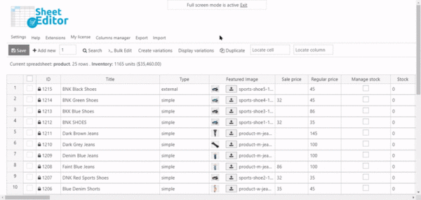 WP-Sheet-Editor Editor masivo de productos/categorías/atributos/etiquetas de WooCommerce